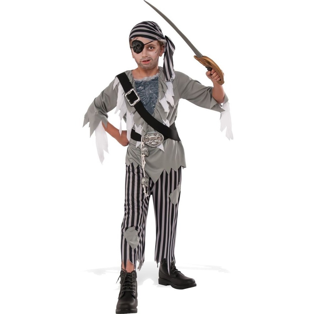 Ghostly Pirate Boy Costume, Ghost Sailor, Gray, size Large, Rubies